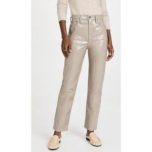 Agolde Leather 90s Pinch Waist Pants in Quail Patent Leather Size 30